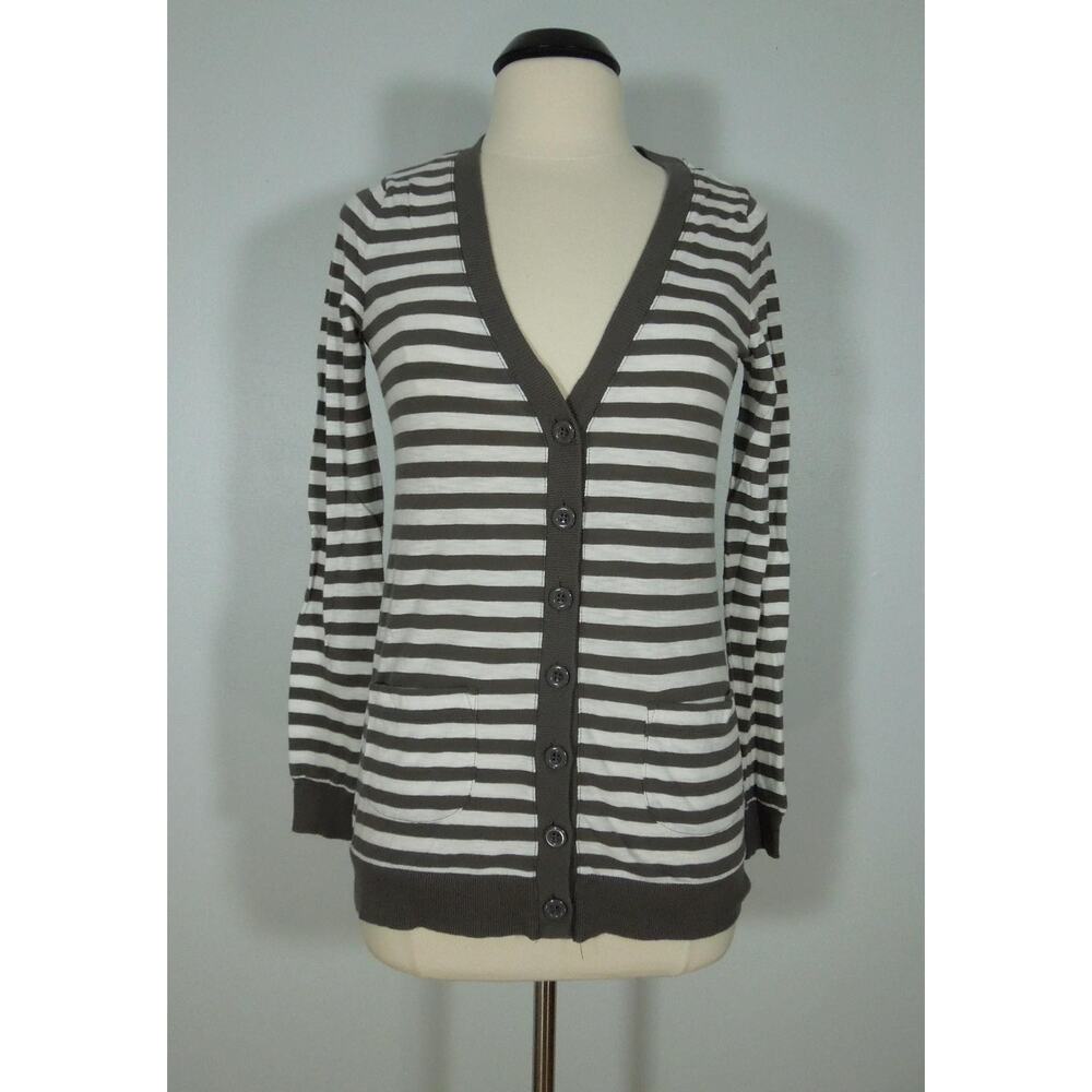 MAXI Cardigan Top S SMALL Brown White Striped